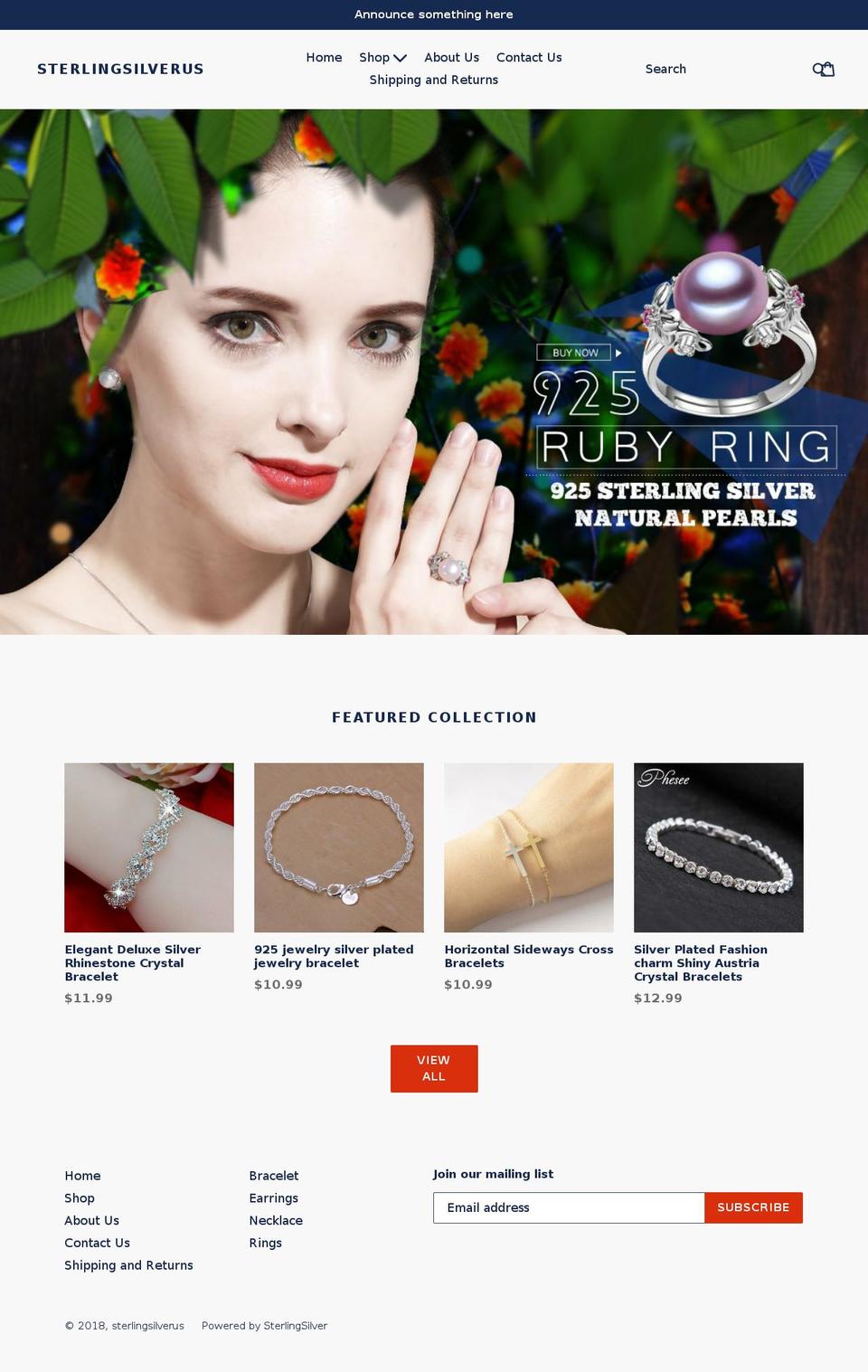 sterlingsilver.us shopify website screenshot