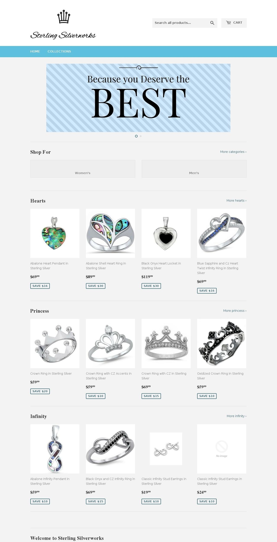 sterlingsilverworks.com shopify website screenshot