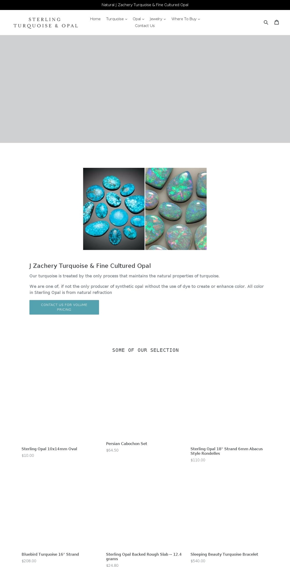 sterlingturquoiseandopal.com shopify website screenshot