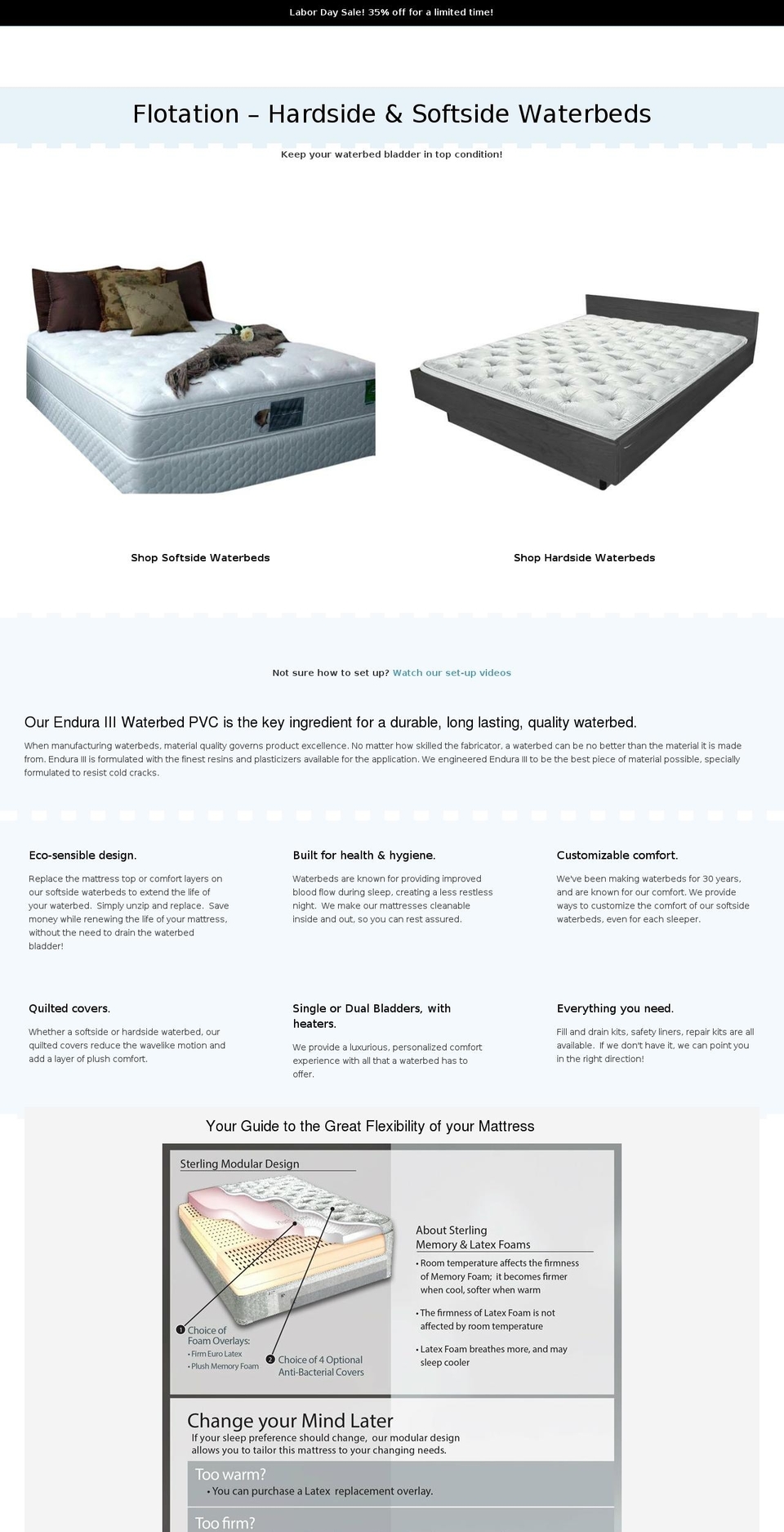 Live Site 8 Aug Bold Backup Shopify theme site example sterlingwaterbeds.com