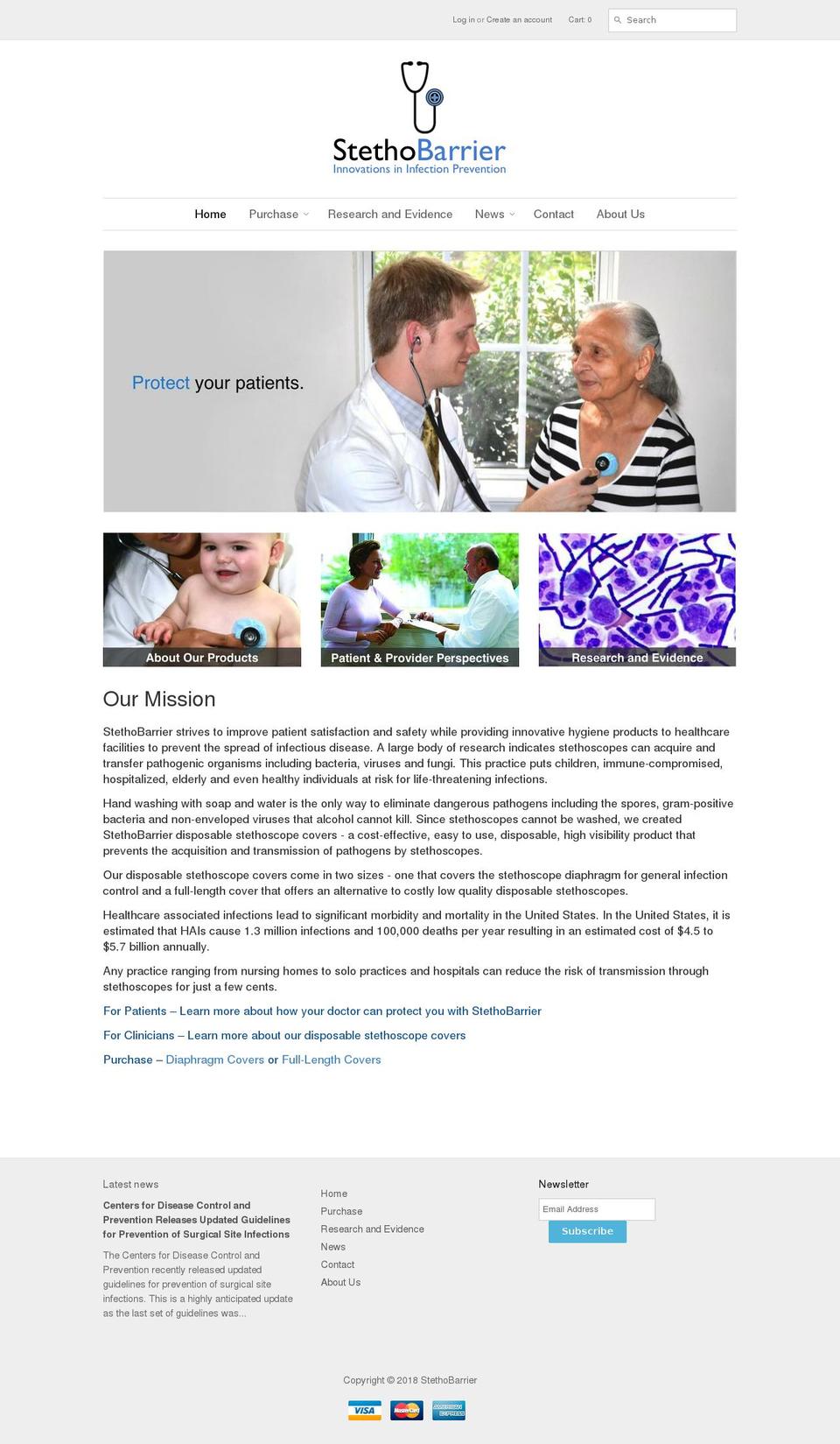 stethobarrier.com shopify website screenshot