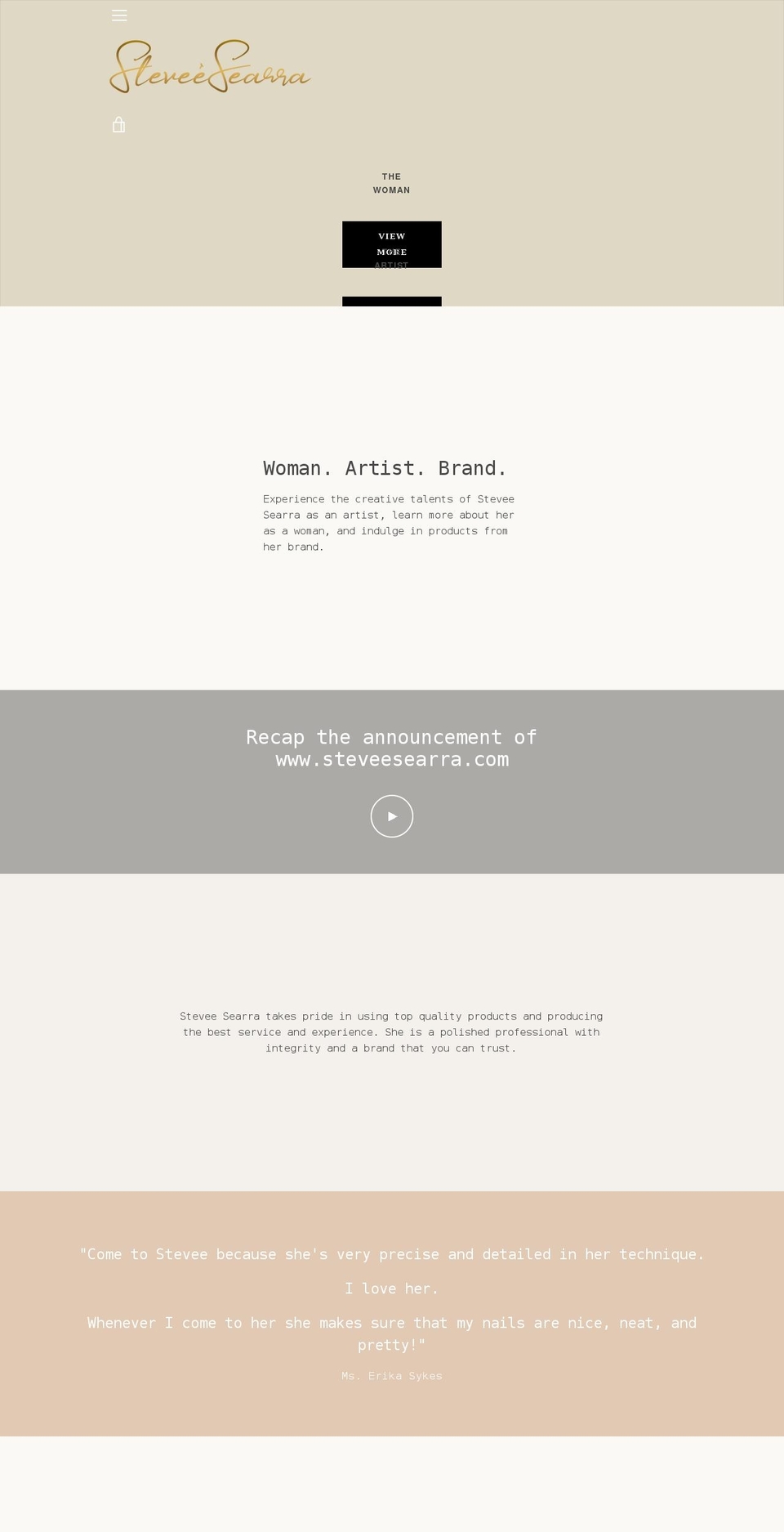 steveesearra.com — Shopify storefront screenshot