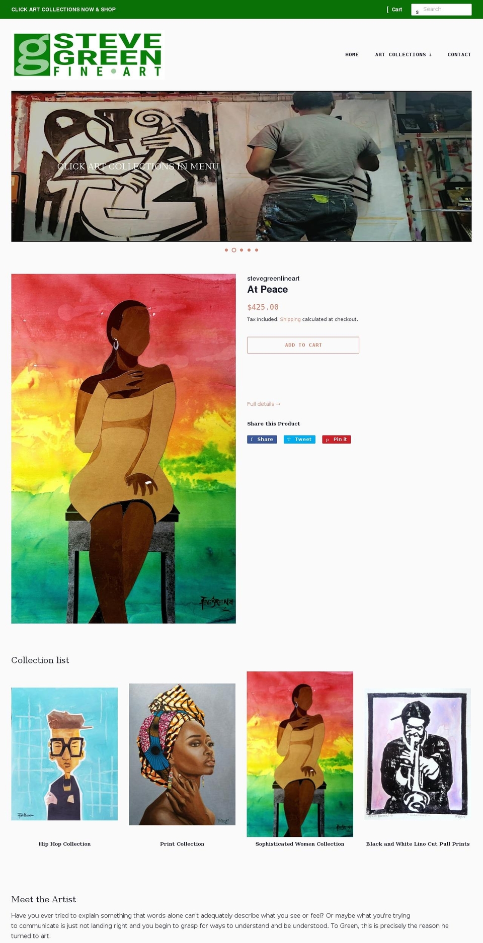stevegreenfineart.com shopify website screenshot