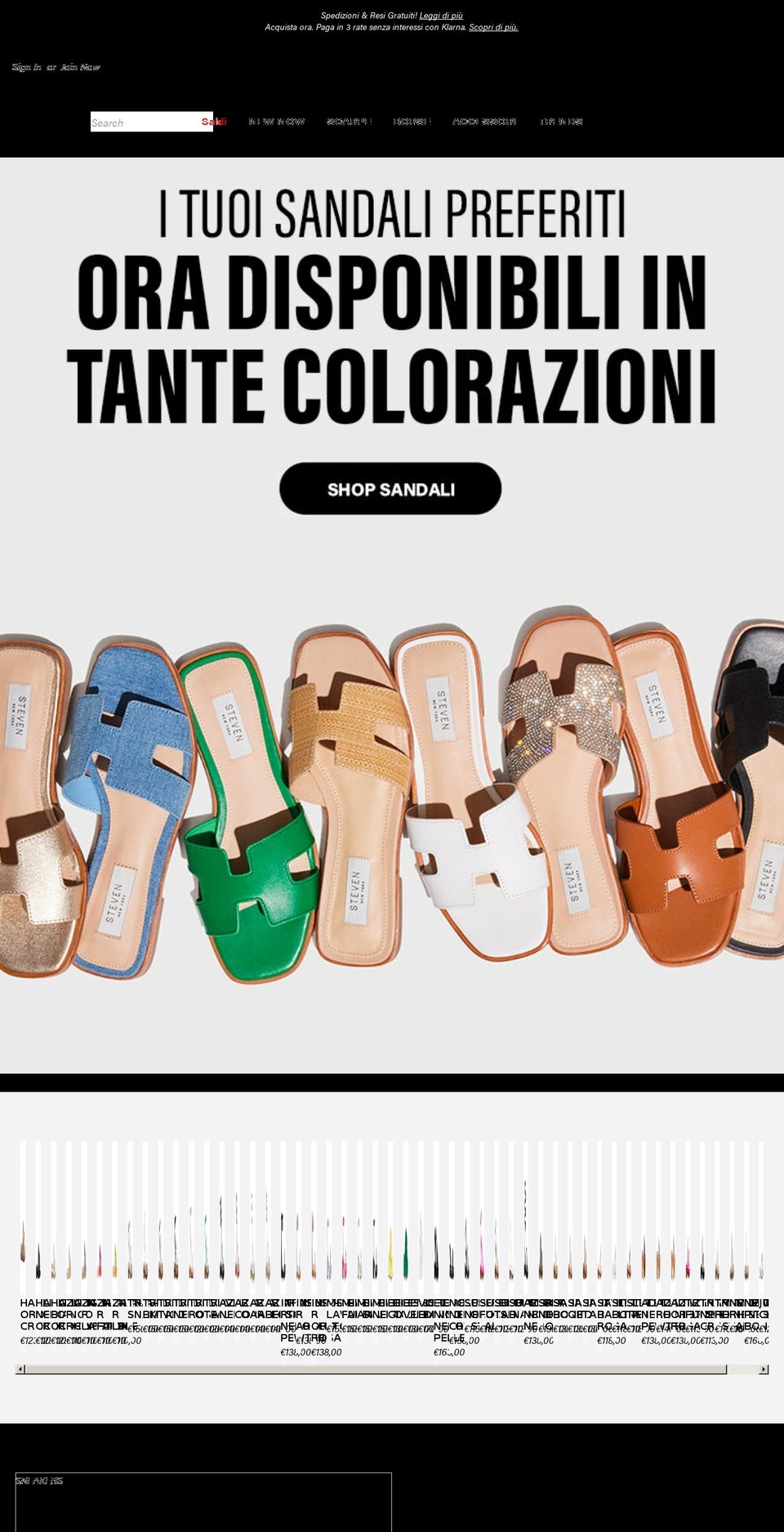 stevemadden.it shopify website screenshot