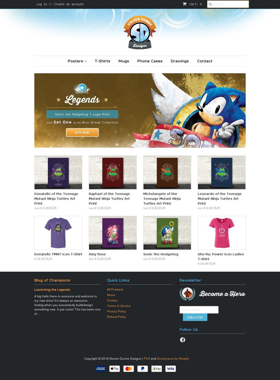 stevendunnedesigns.com — Shopify storefront screenshot