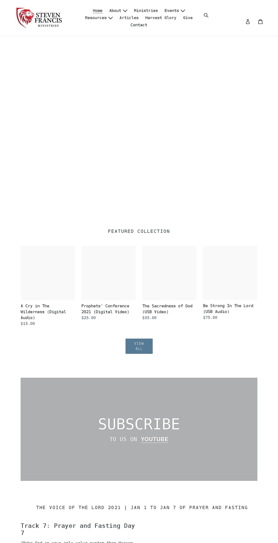 stevenfrancis.org shopify website screenshot