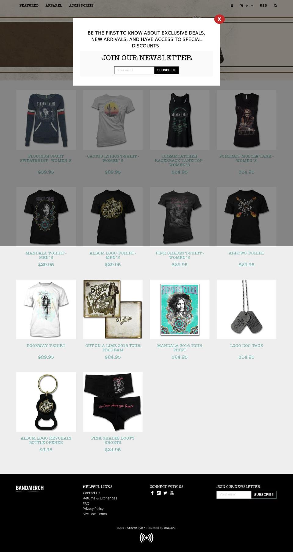 steventylerofficialmerch.com shopify website screenshot