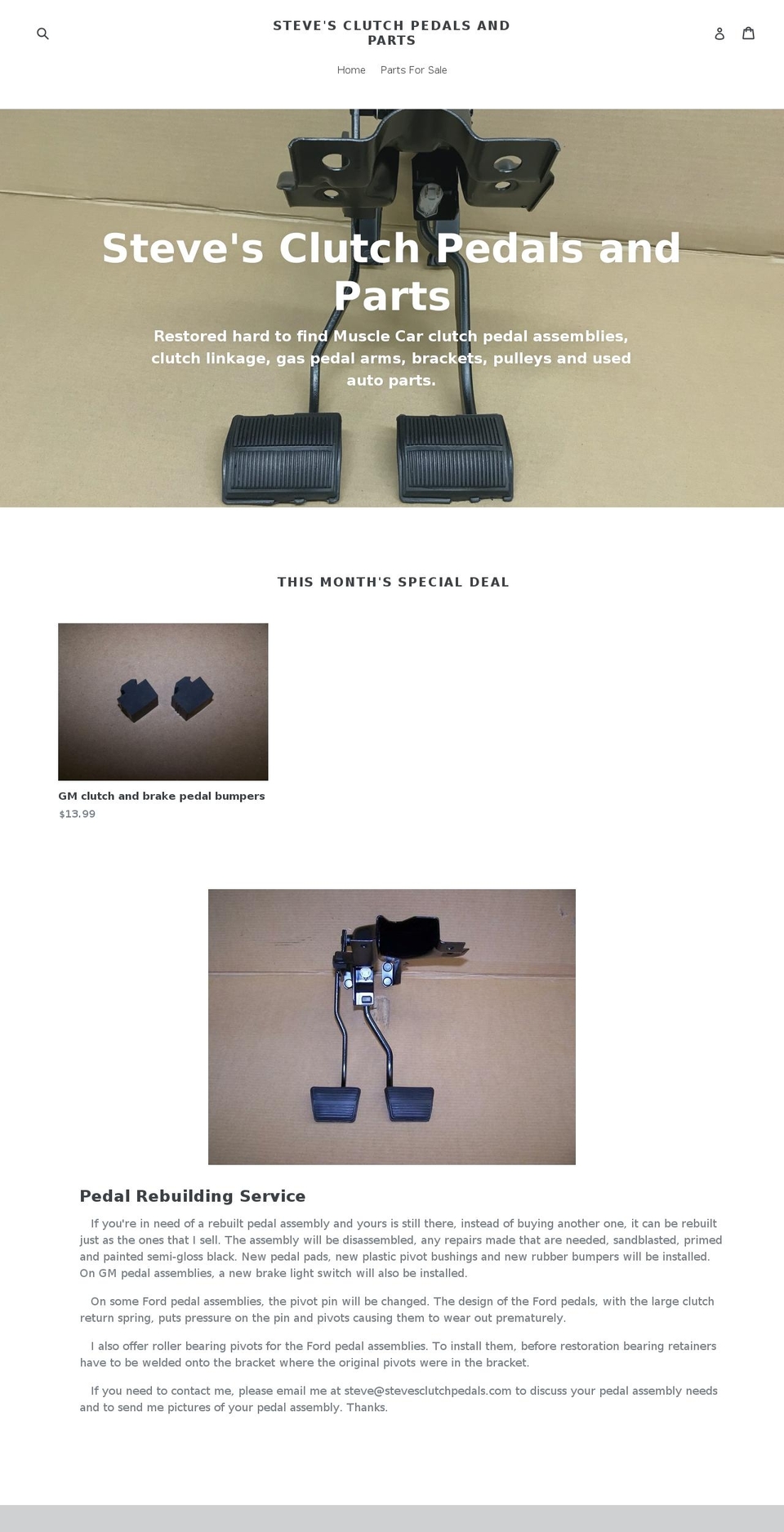 stevesclutchpedals.com shopify website screenshot