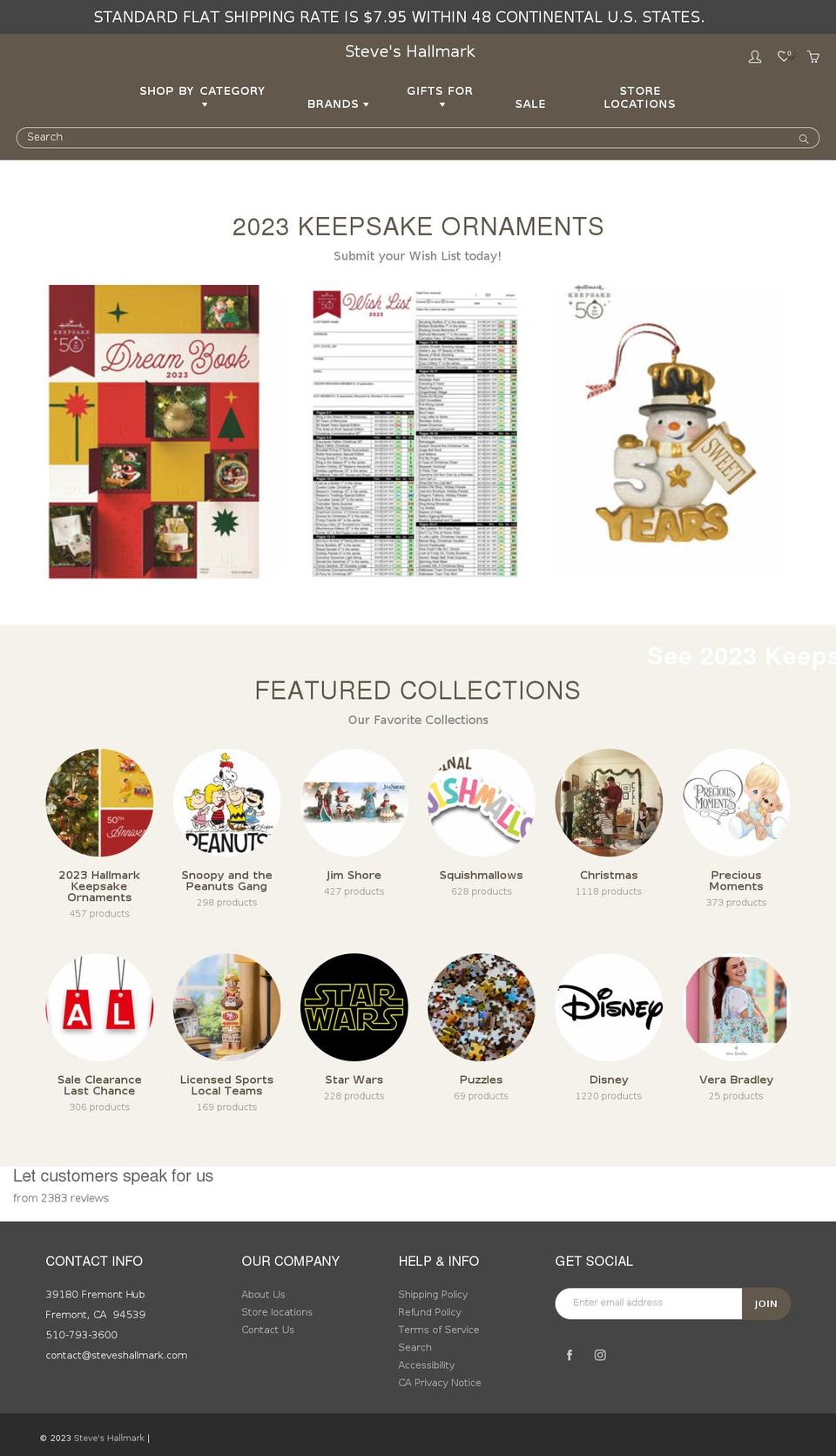 steveshallmark.com shopify website screenshot