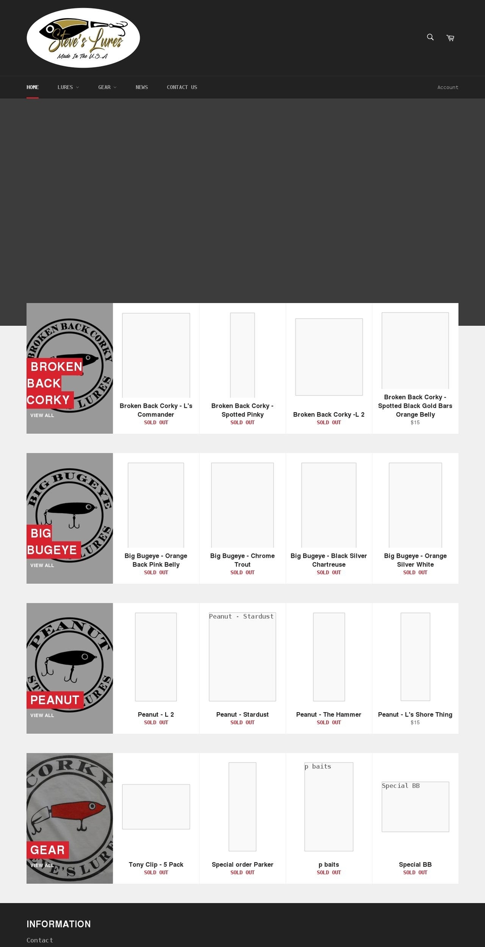 steveslures.com shopify website screenshot