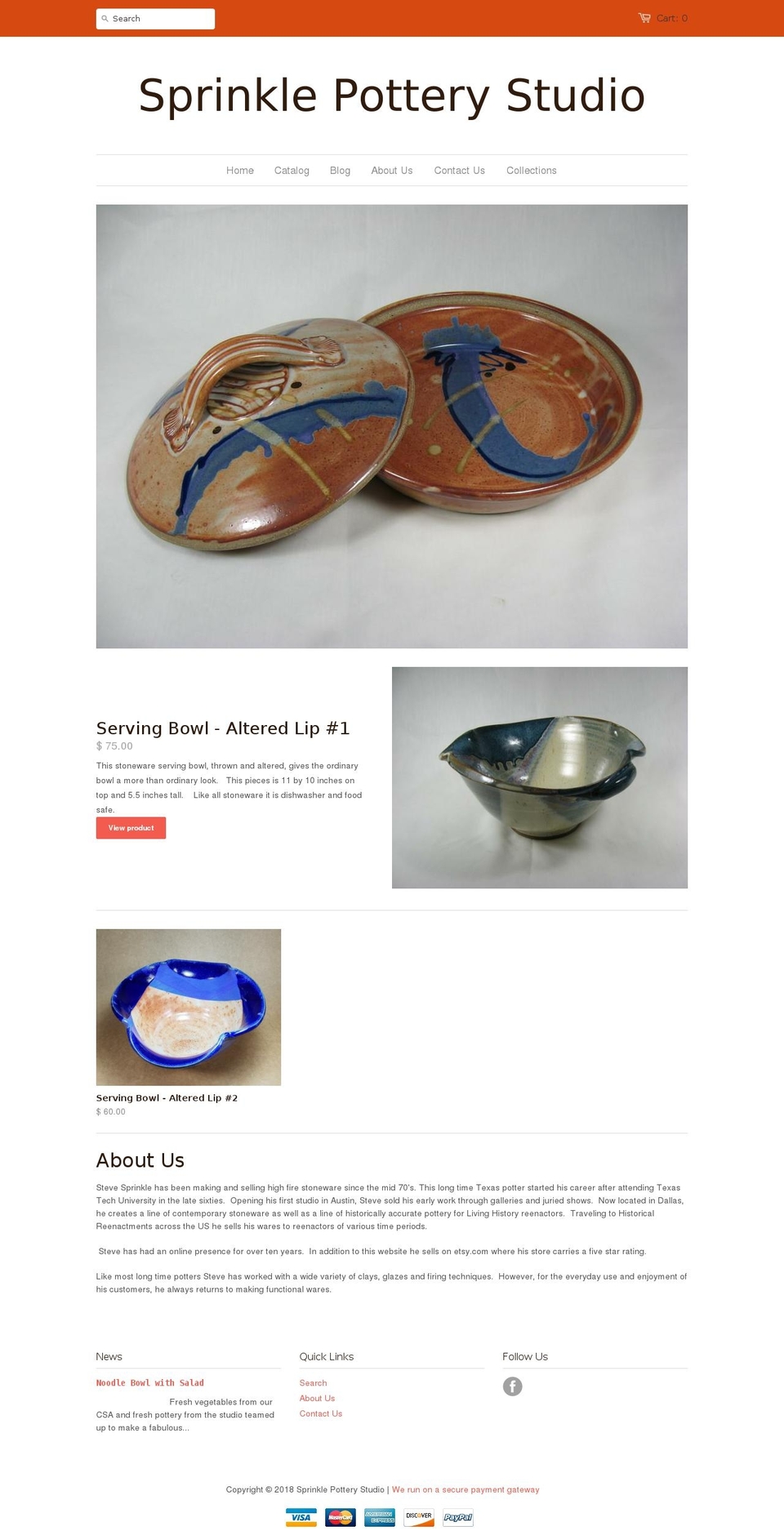 stevesprinklepottery.com shopify website screenshot