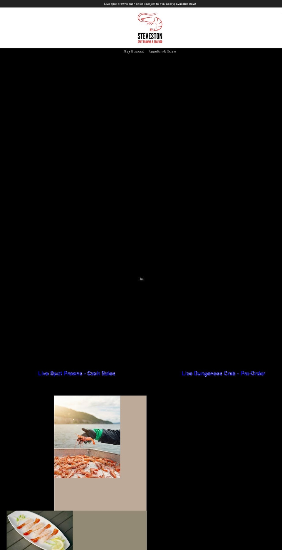 stevestonspotprawns.com shopify website screenshot