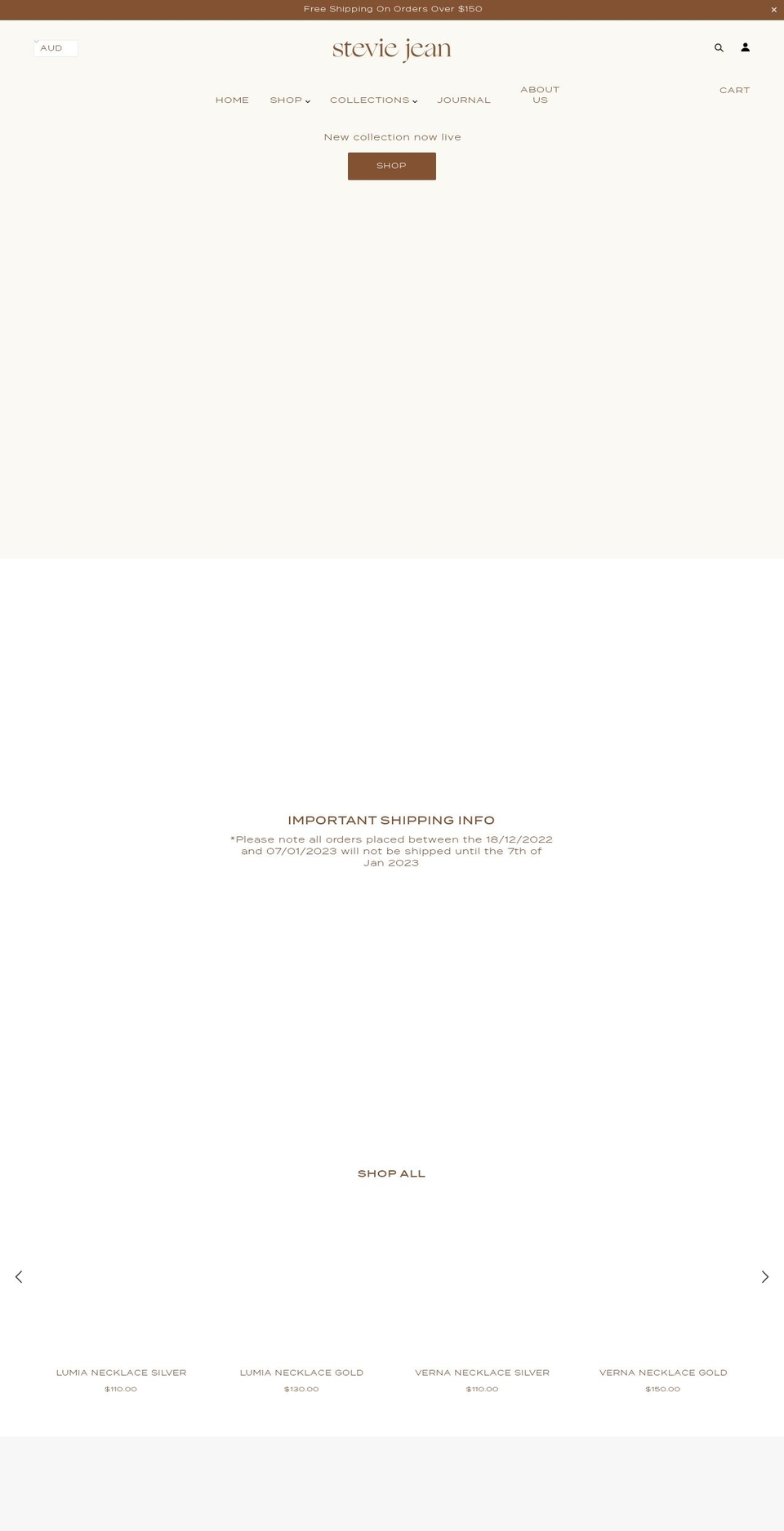 steviejean.com.au shopify website screenshot