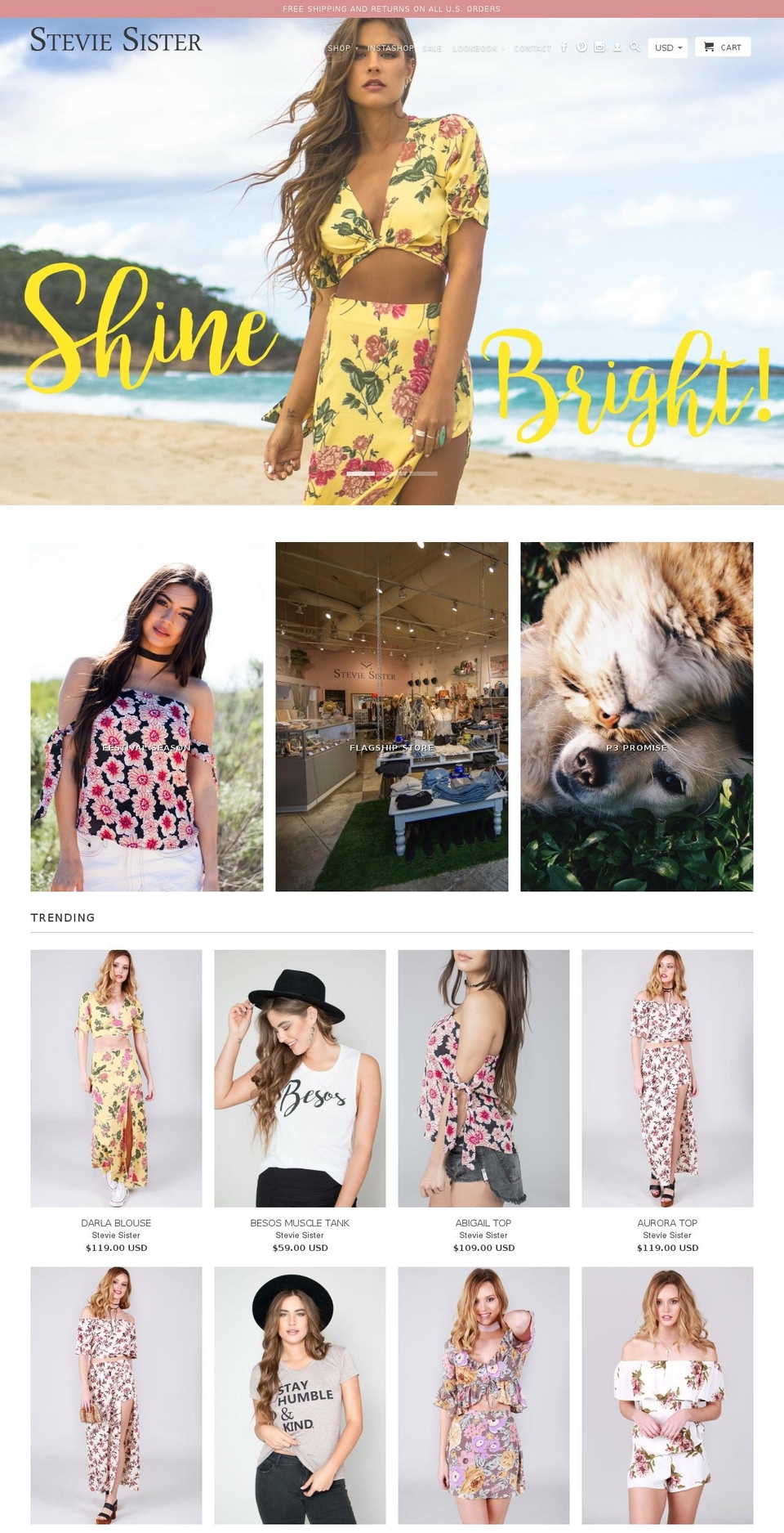 steviessister.com shopify website screenshot