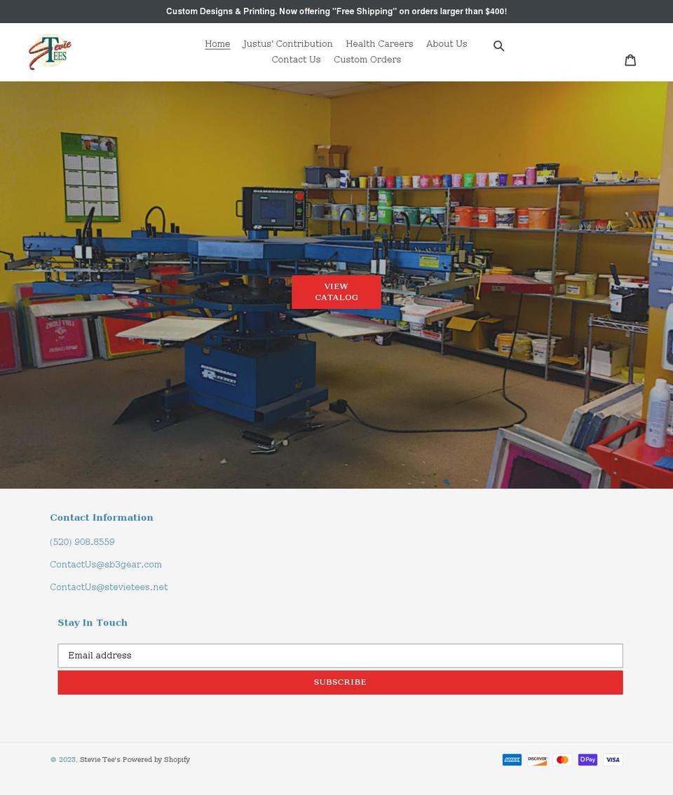 stevietees.net shopify website screenshot