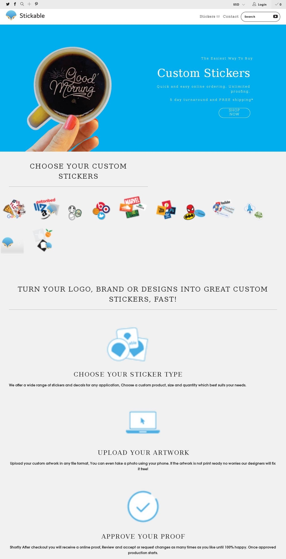 stickable.com shopify website screenshot