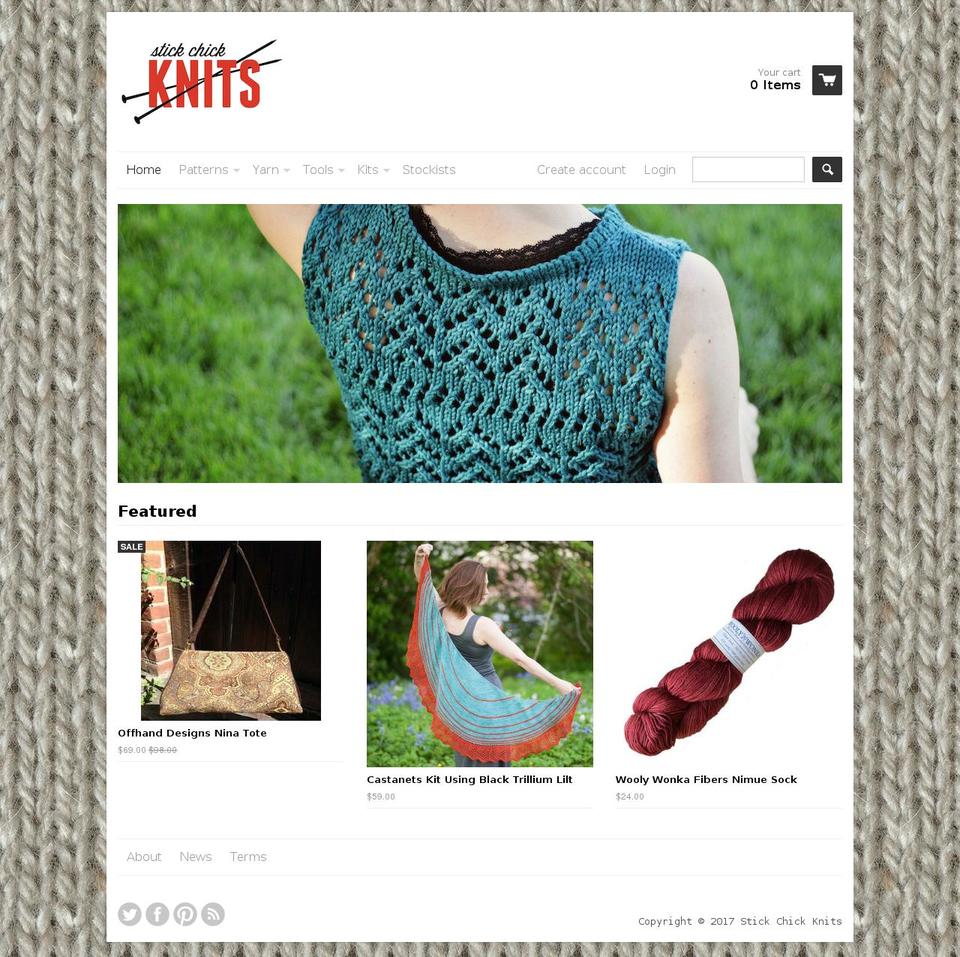 stickchickknits.com shopify website screenshot
