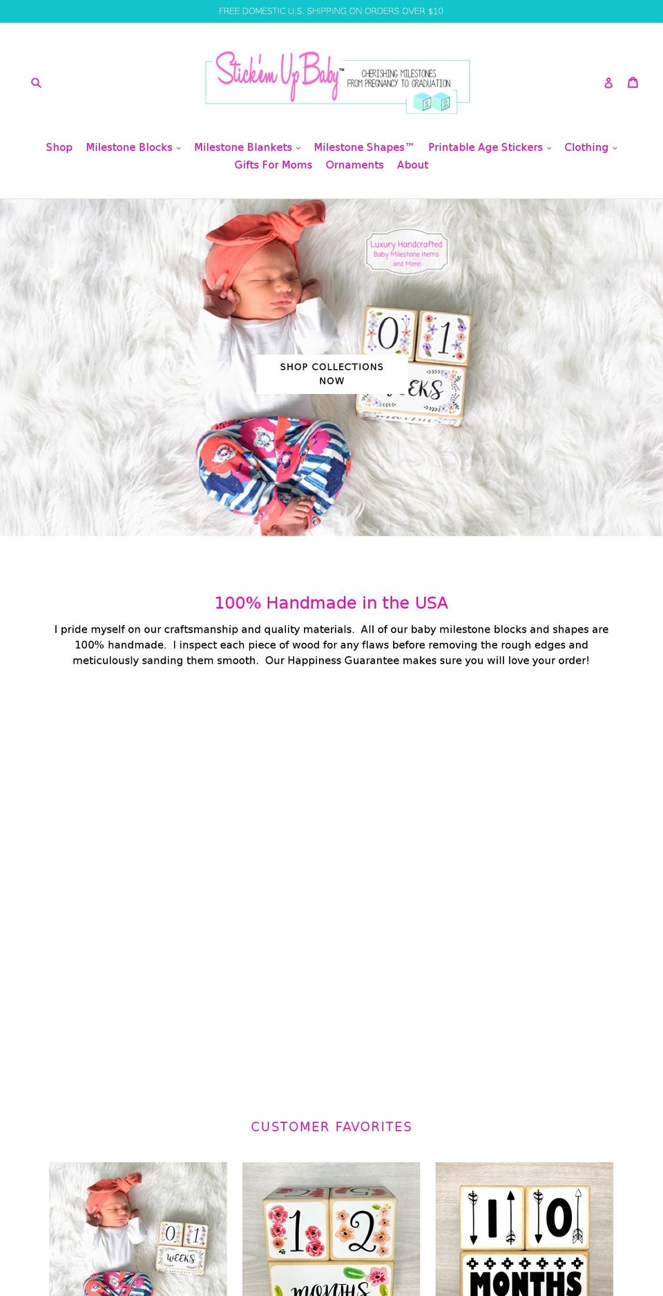 stickemupbaby.com shopify website screenshot