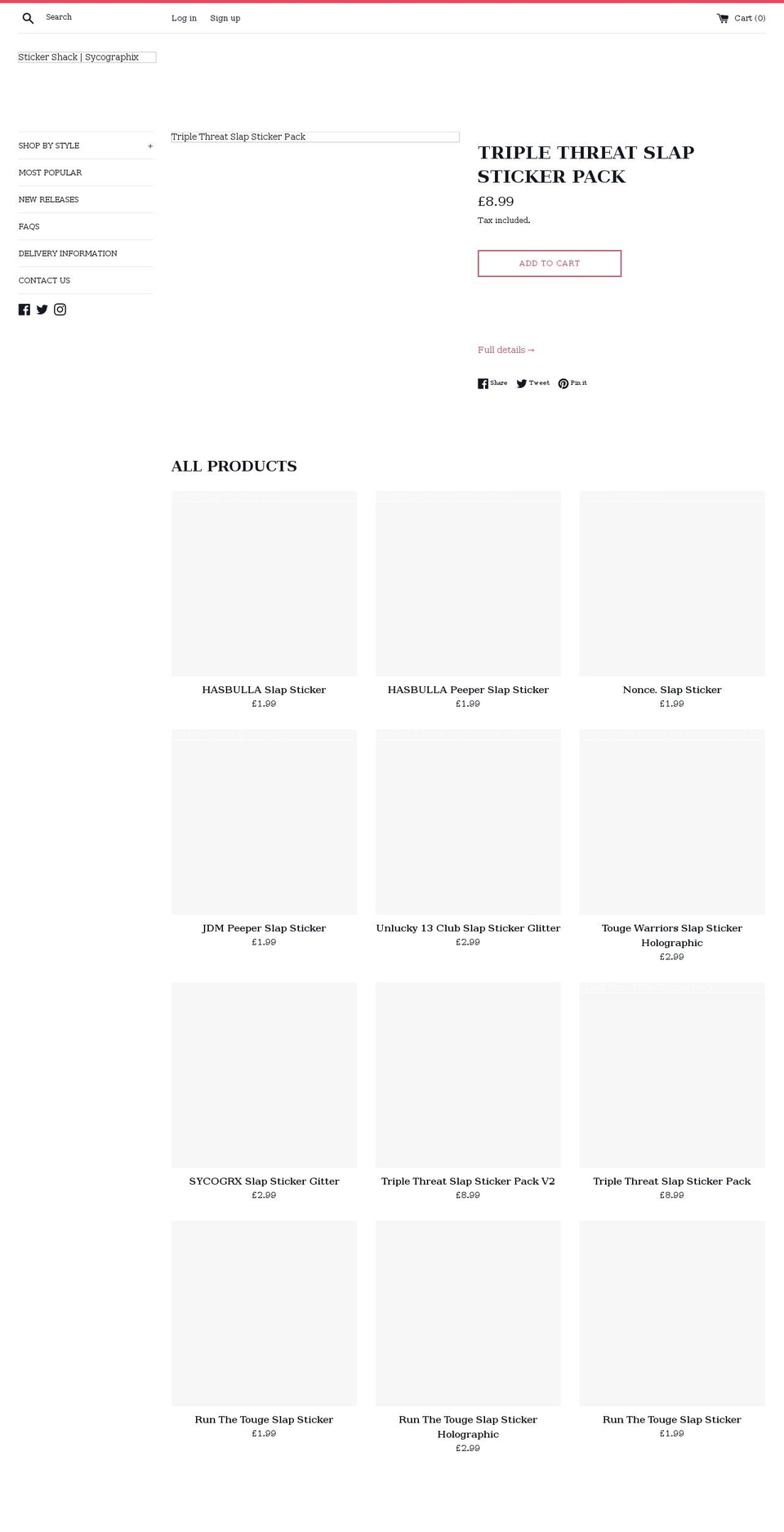 sticker-shack.com shopify website screenshot