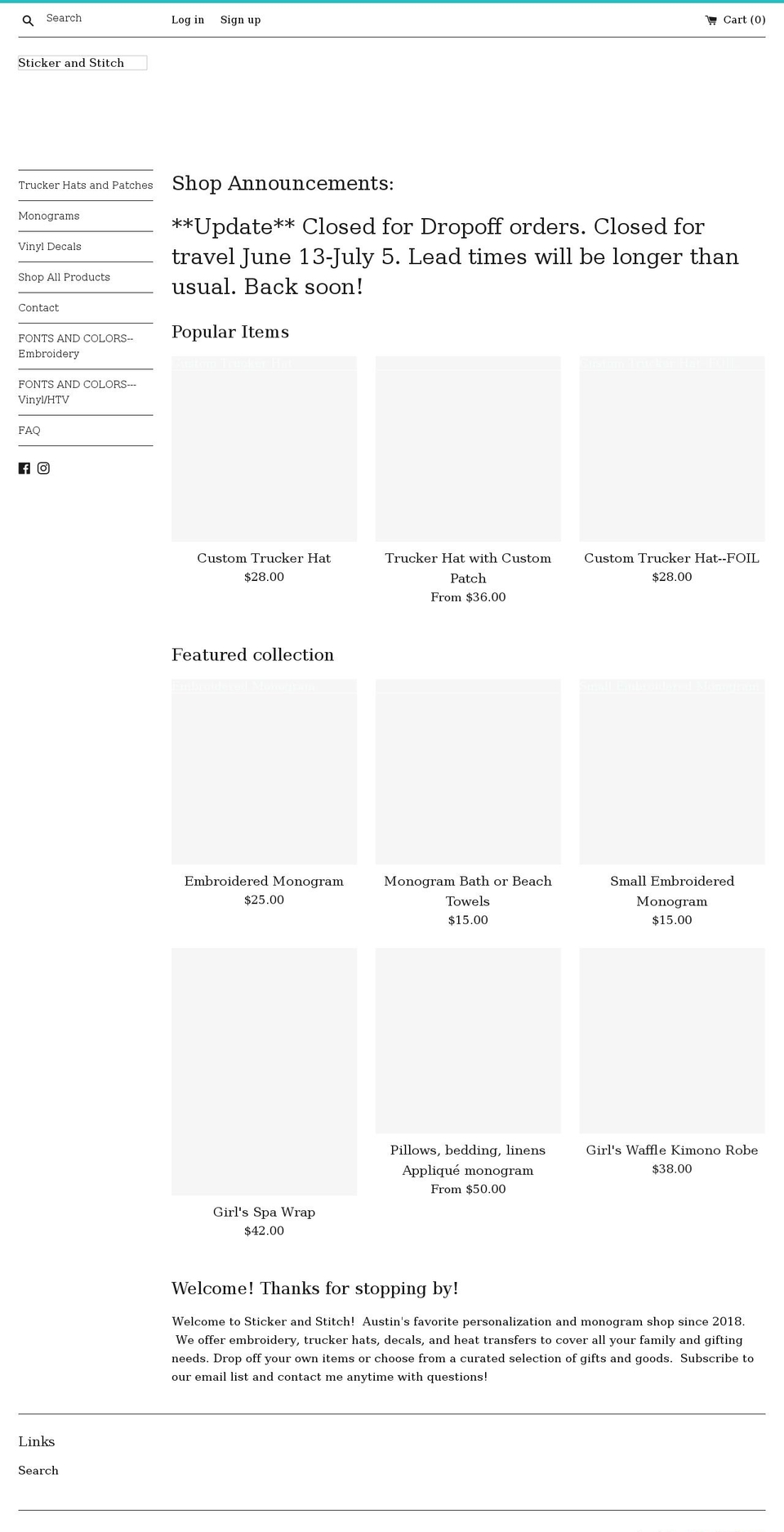 stickerandstitch.com shopify website screenshot