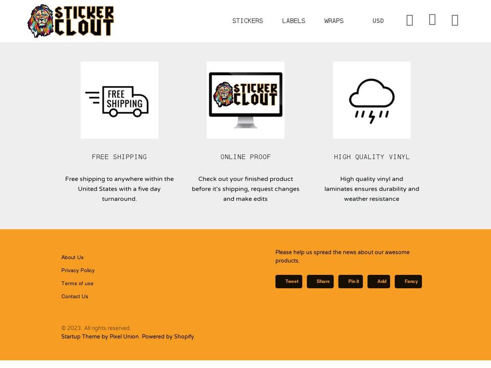 stickerclout.com shopify website screenshot