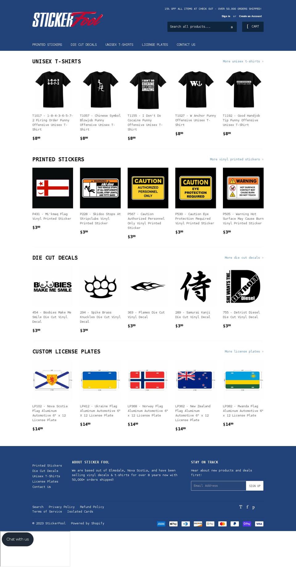 stickerfool.com shopify website screenshot