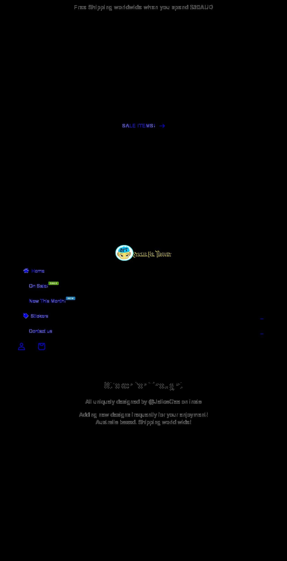 stickerforthought.com shopify website screenshot