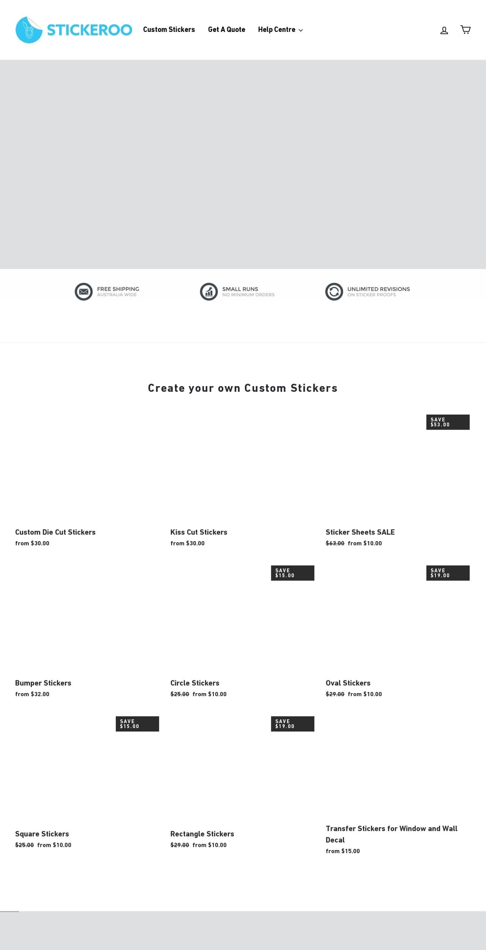 stickeroo.com.au shopify website screenshot