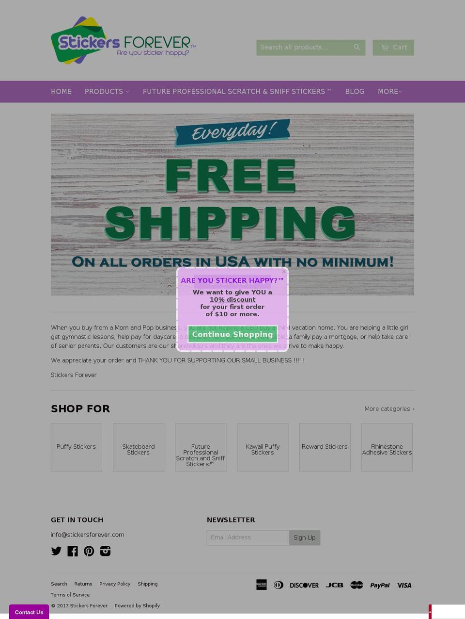 stickersforever.com shopify website screenshot
