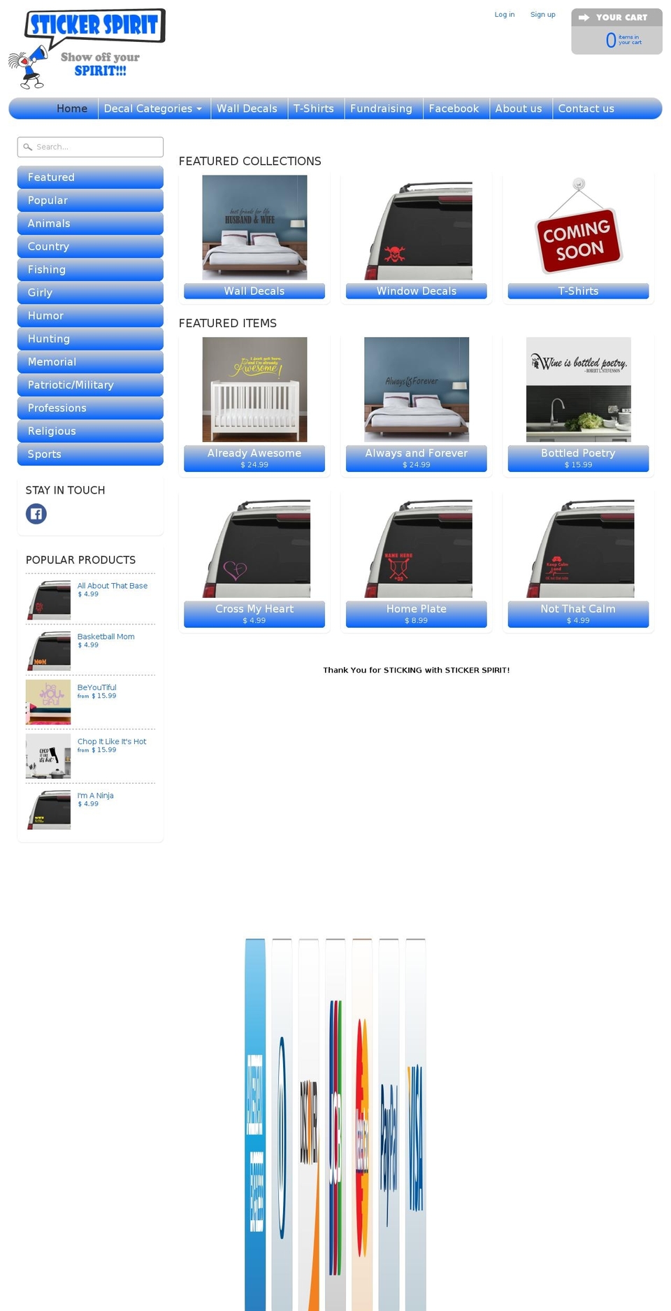 stickerspirit.com shopify website screenshot