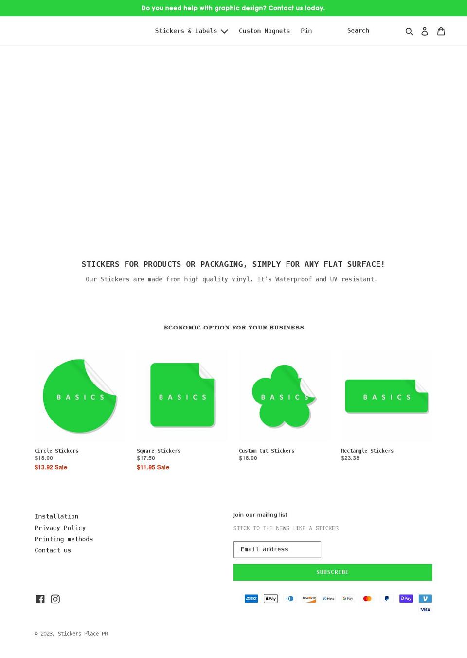 stickersplacestore.com shopify website screenshot