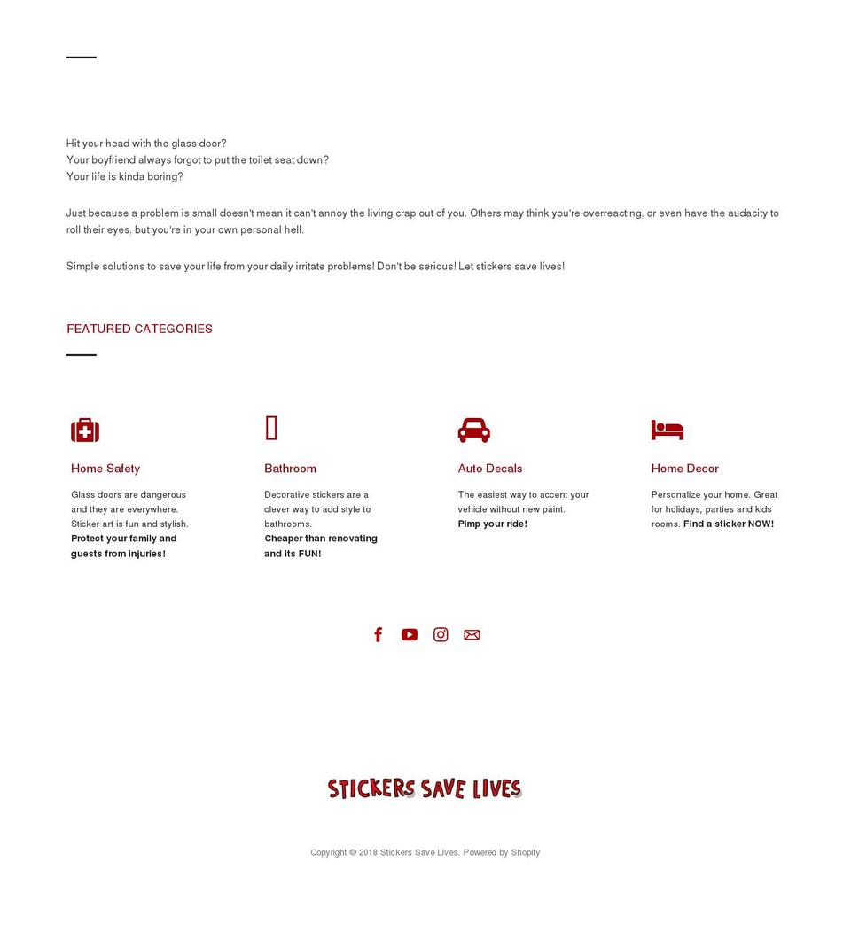 stickerssavelives.com — Shopify storefront screenshot