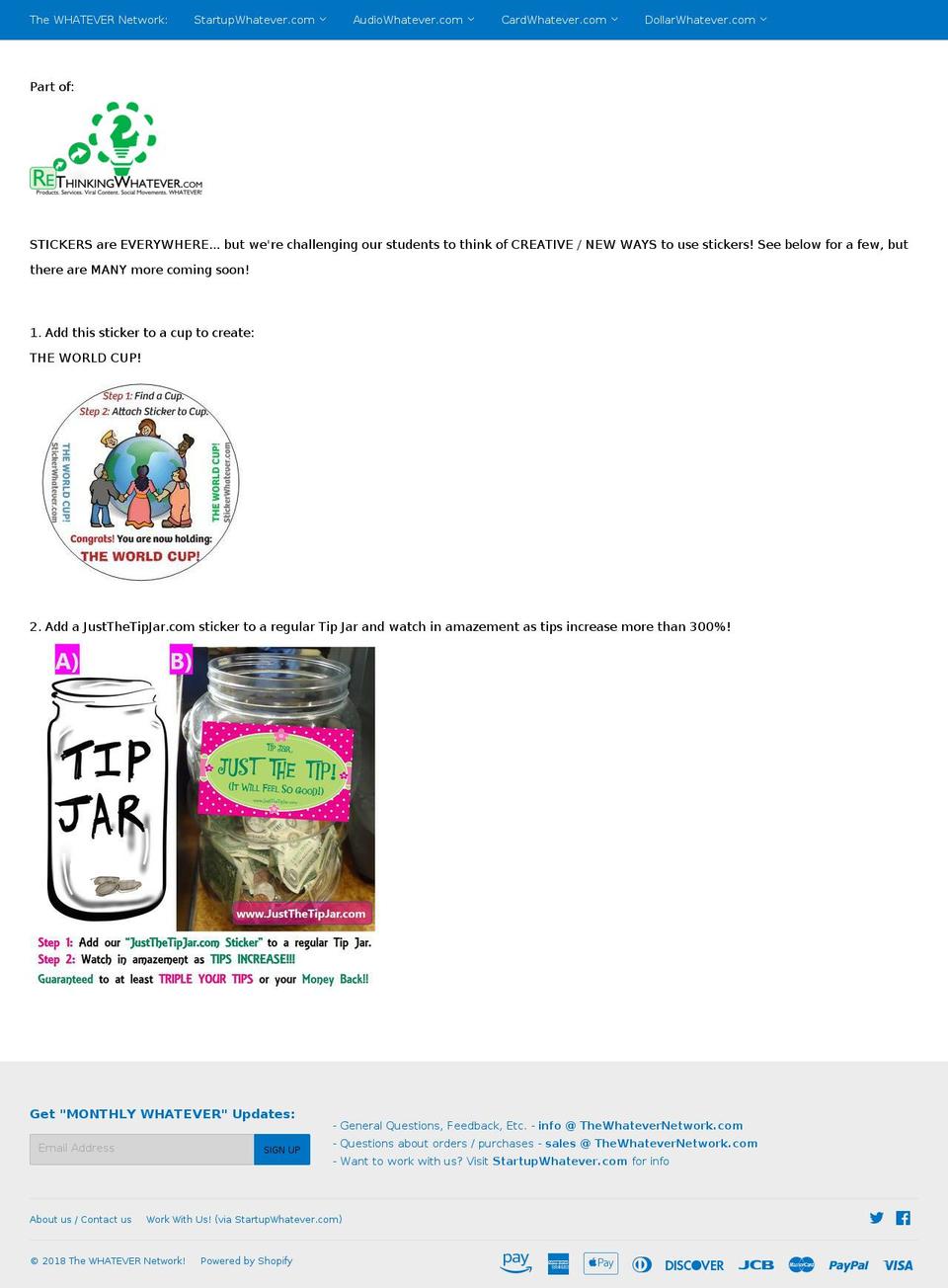 stickerwhatever.com — Shopify storefront screenshot