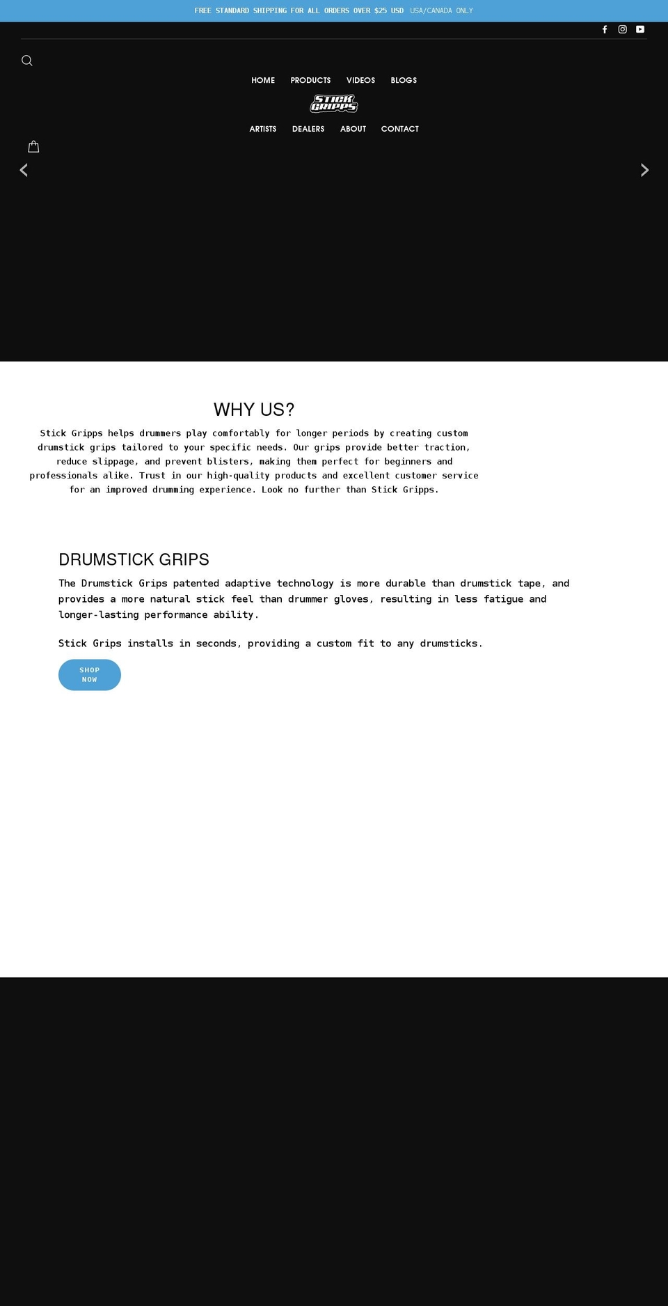 stickgripps.com shopify website screenshot