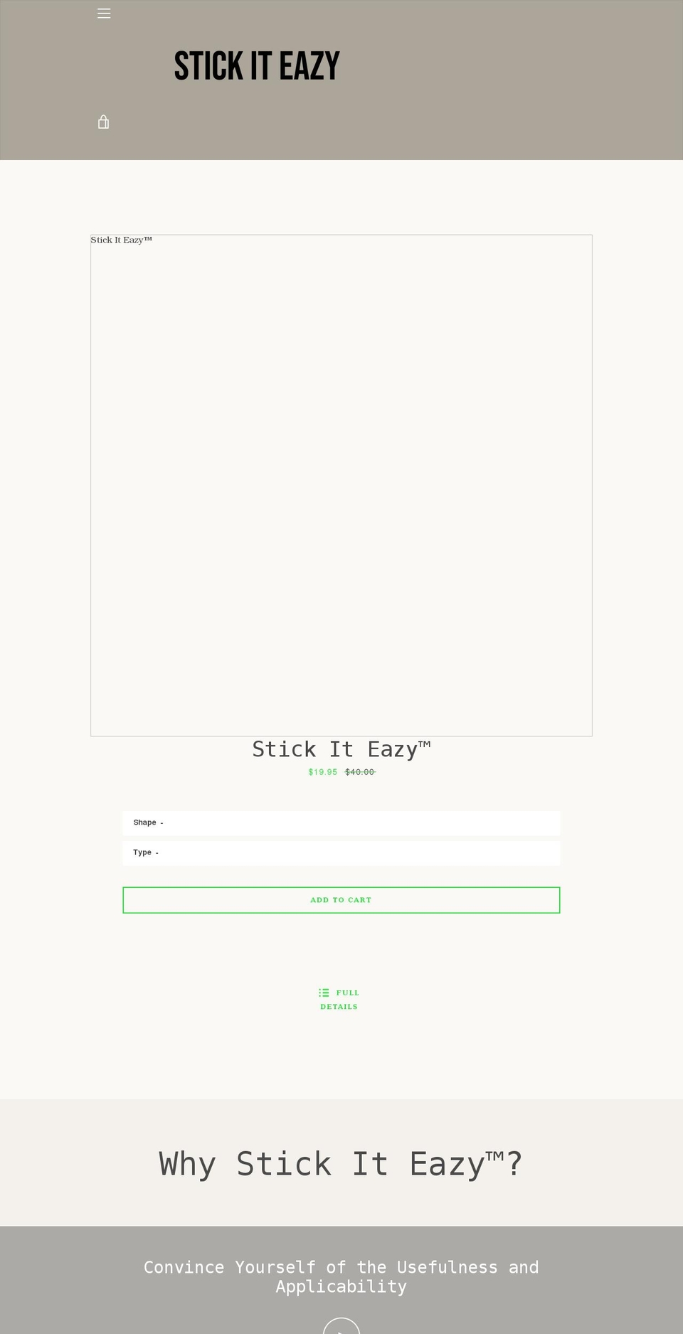 stickiteazy.com shopify website screenshot