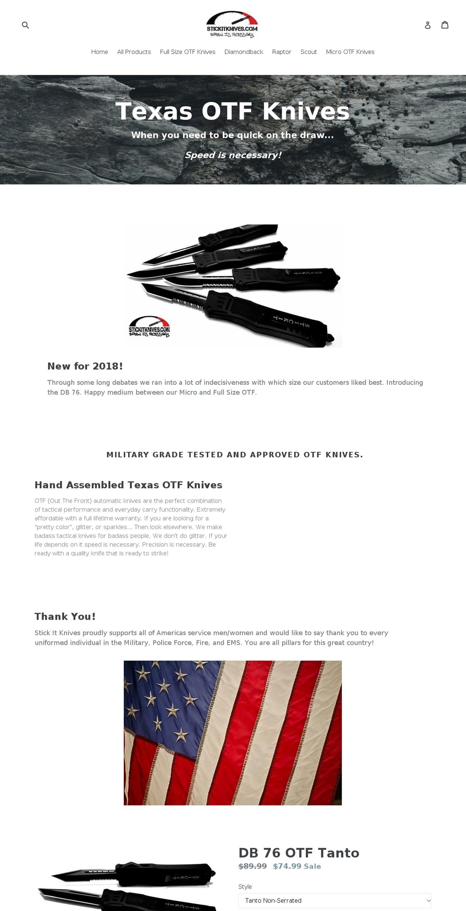 stickitknives.com shopify website screenshot