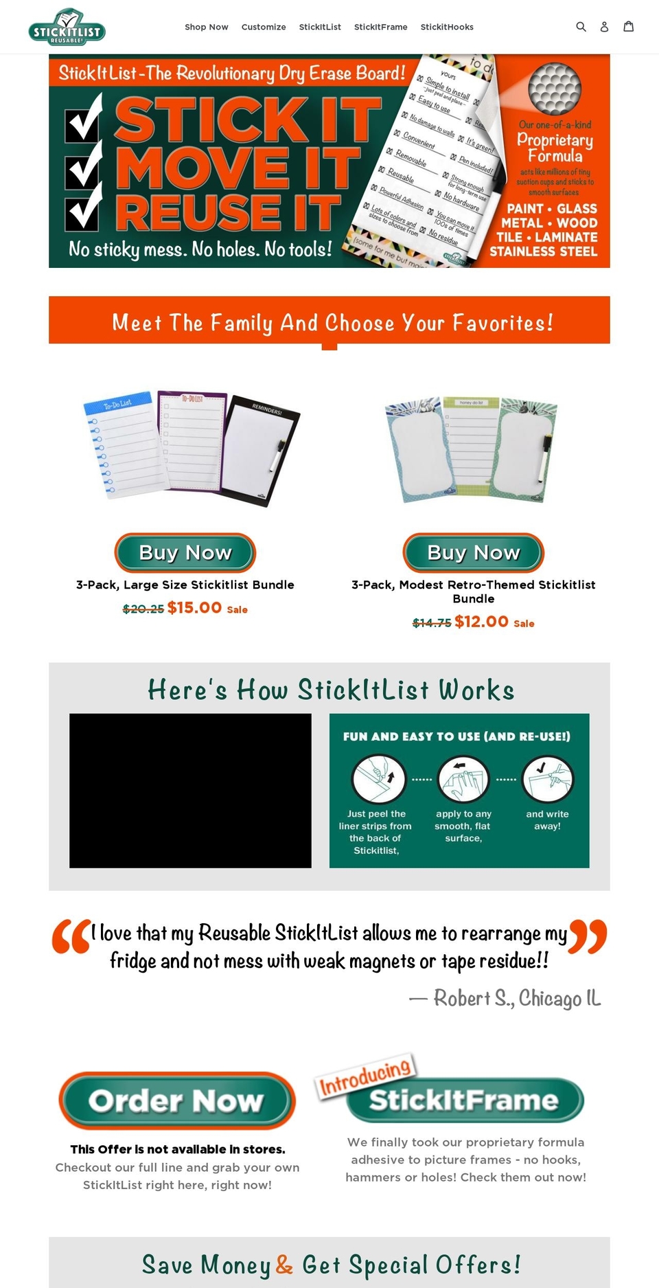 stickitlist.com shopify website screenshot