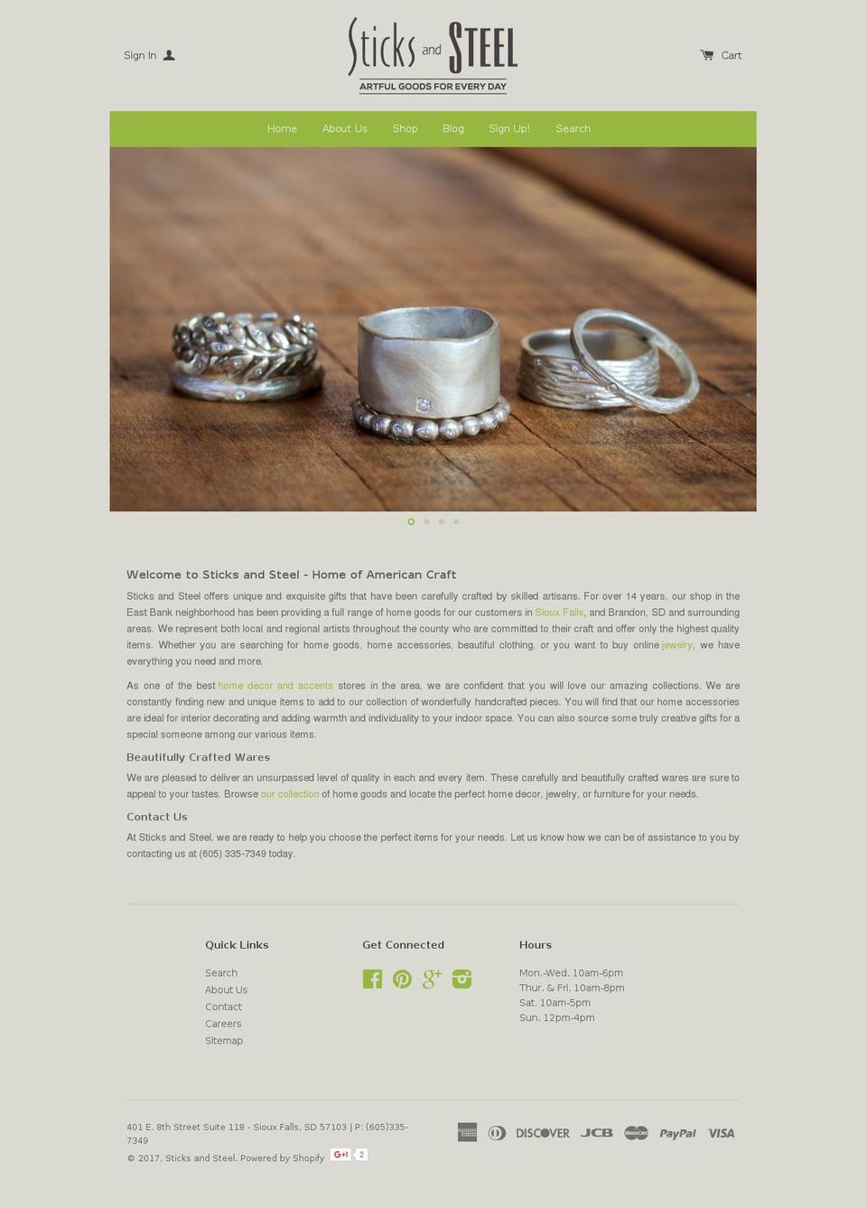 sticksandsteel.com shopify website screenshot