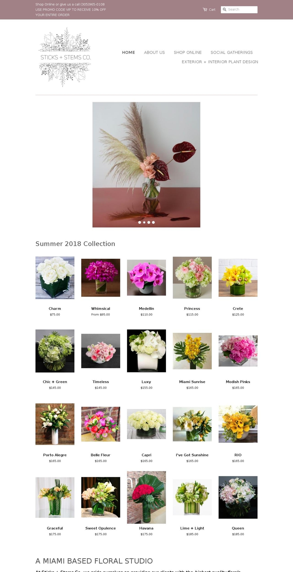 sticksandstemsmiami.com shopify website screenshot