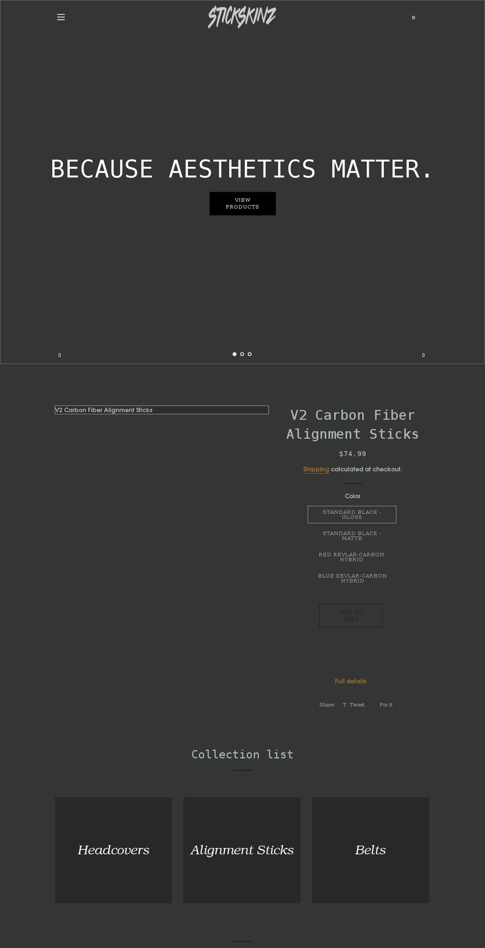 stickskinzgolf.com shopify website screenshot