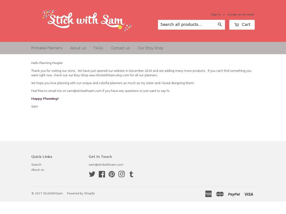 stickwithsam.com shopify website screenshot