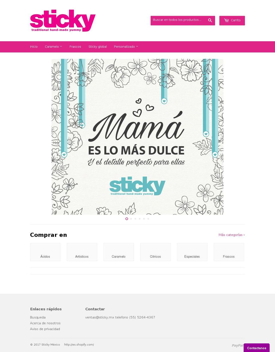 sticky.mx shopify website screenshot