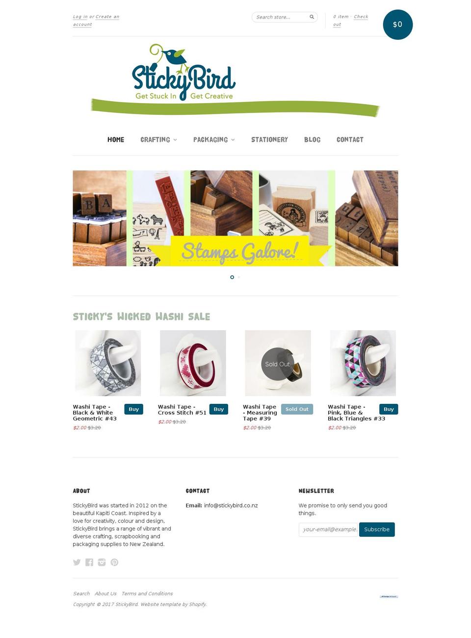 stickybird.co.nz shopify website screenshot