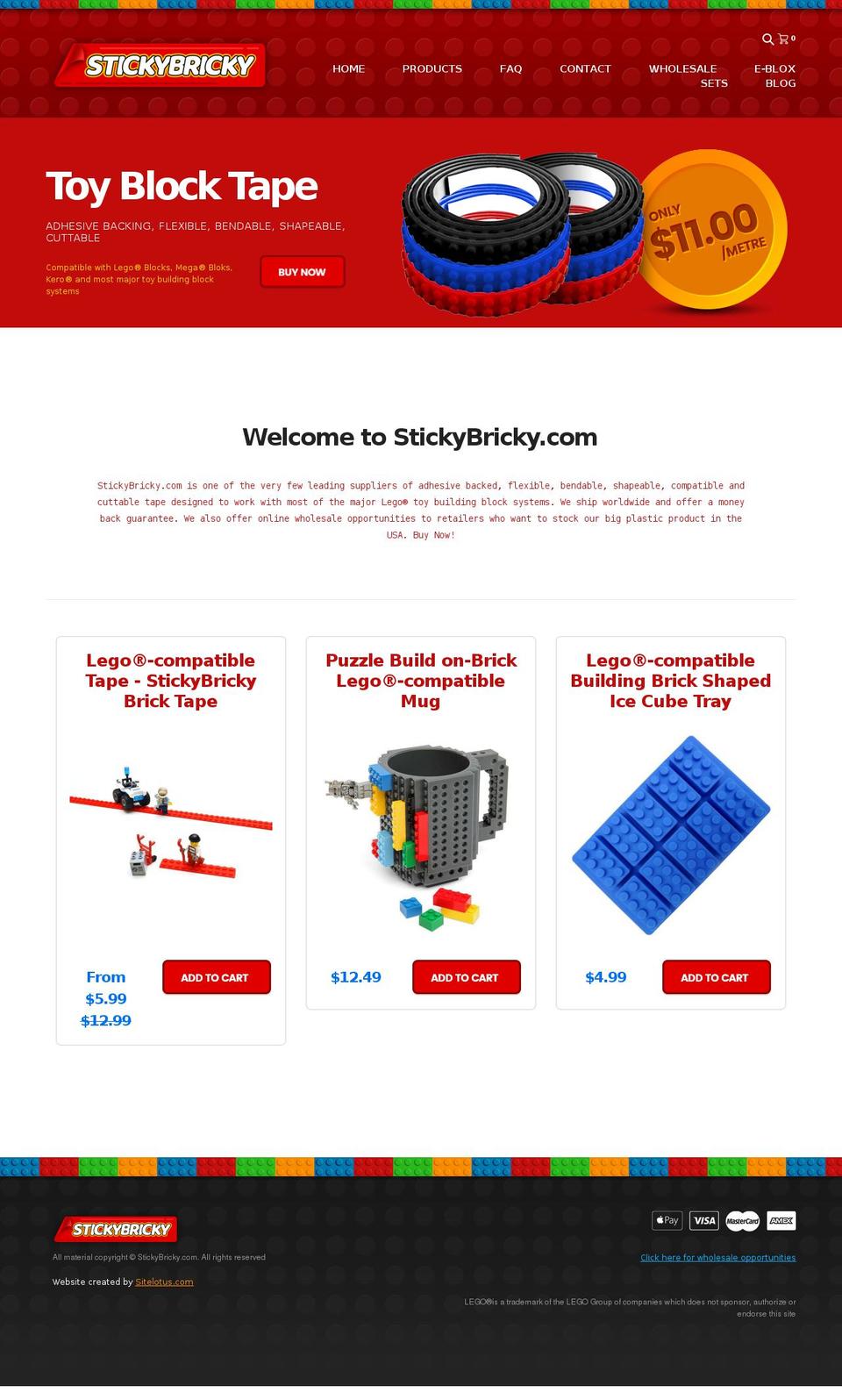 stickybricky.com — Shopify storefront screenshot