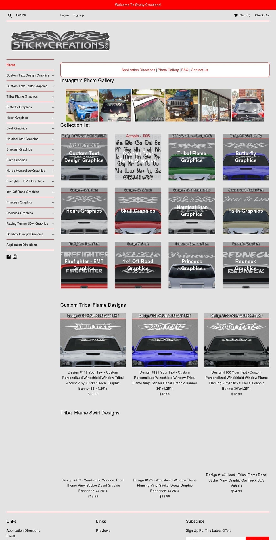stickycreations.com — Shopify storefront screenshot