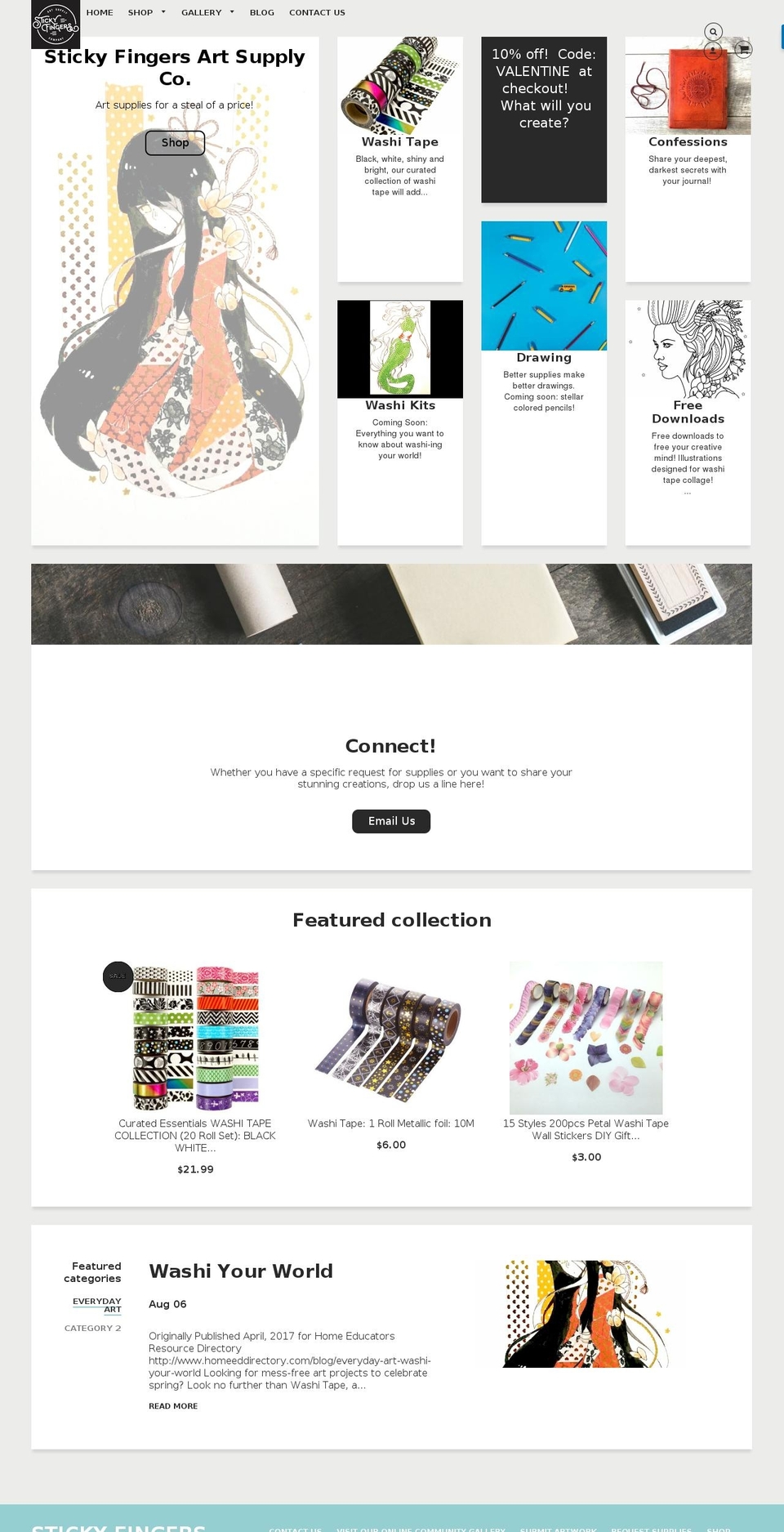 stickyfingersartsupply.com — Shopify storefront screenshot