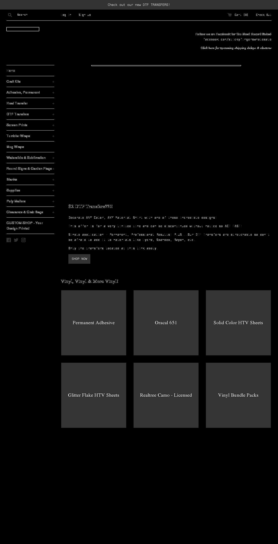 stickyfingersvinyltransfers.com shopify website screenshot