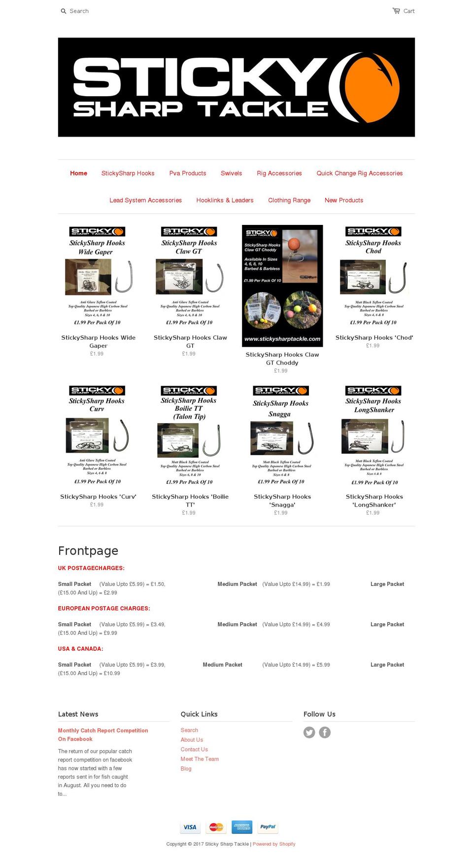 stickysharptackle.com shopify website screenshot