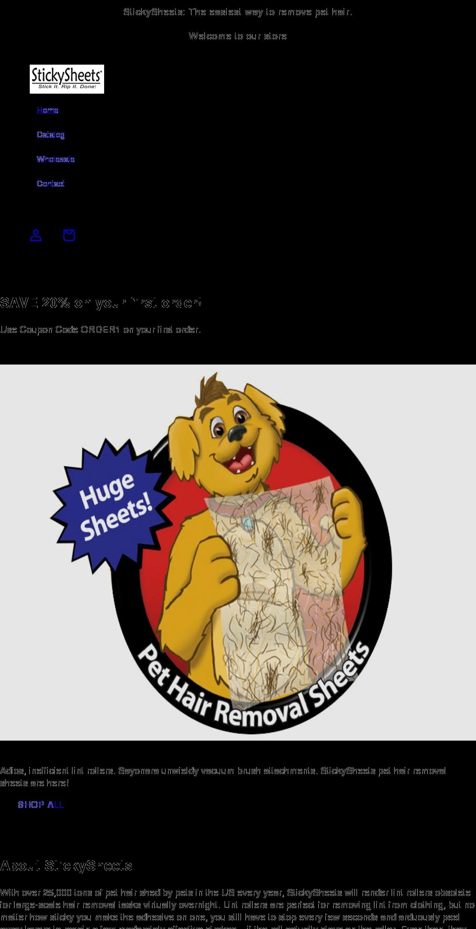 stickysheets.com shopify website screenshot