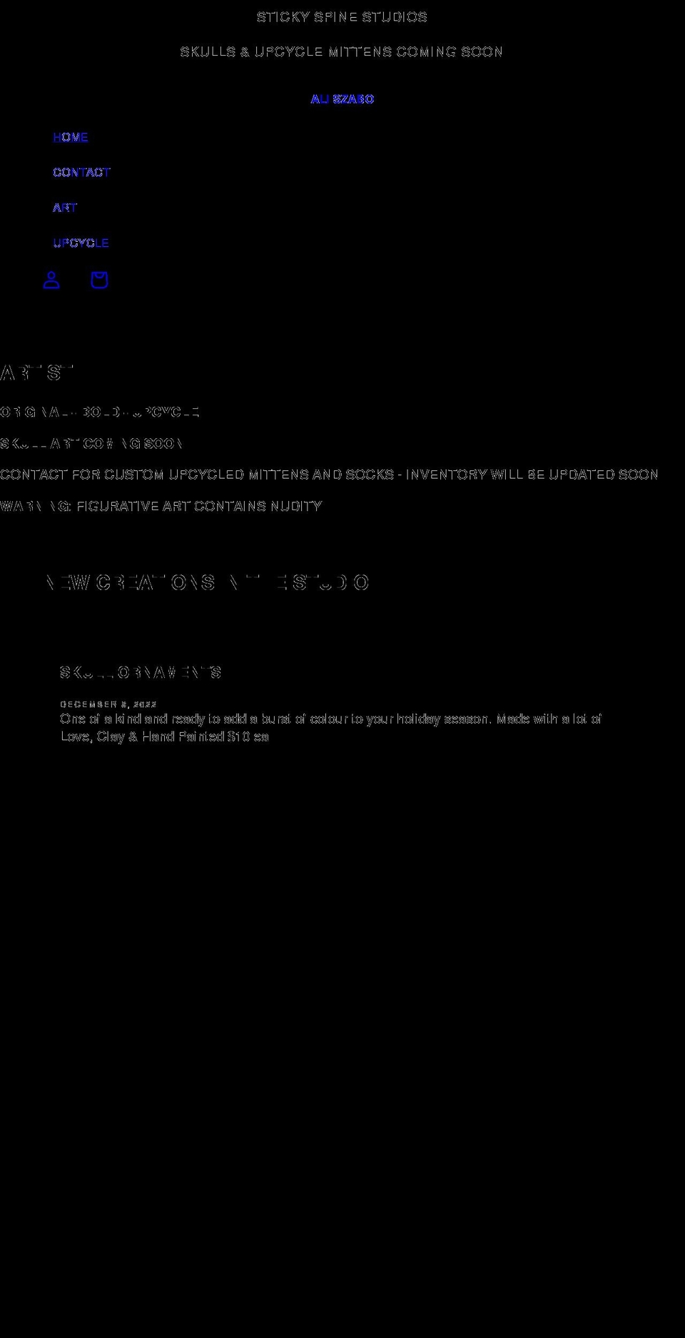 stickyspinestudios.com shopify website screenshot